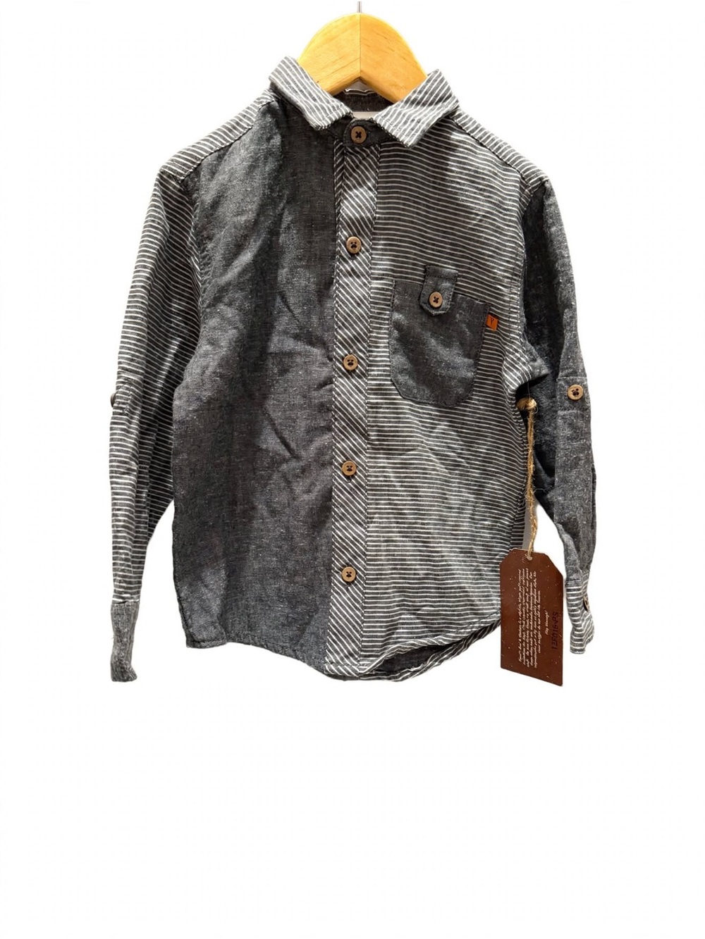 Axel Hudson Boys 4T Pin Stripe Mix Shirt Graphite NWT